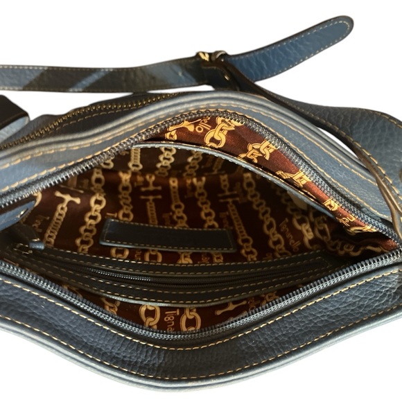 Tignanello blue Soft Leather Crossbody Bag Pleated Detail Silky Lining - Picture 7 of 11